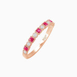 Load image into Gallery viewer, Vintage - Inspired Half Band – Pink Spinel &amp; Diamond in 14K Rose Gold - Shahin Jewelry
