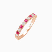 Vintage - Inspired Half Band – Pink Spinel & Diamond in 14K Rose Gold - Shahin Jewelry