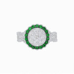 Load image into Gallery viewer, Vintage Inspired Halo Illusion Diamond Engagement Ring with Floral Shank - Shahin Jewelry
