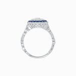 Load image into Gallery viewer, Vintage Inspired Halo Illusion Diamond Engagement Ring with Floral Shank - Shahin Jewelry
