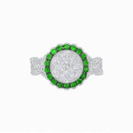 Load image into Gallery viewer, Vintage Inspired Halo Illusion Diamond Engagement Ring with Floral Shank - Shahin Jewelry
