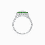 Load image into Gallery viewer, Vintage Inspired Halo Illusion Diamond Engagement Ring with Floral Shank - Shahin Jewelry
