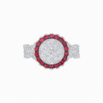Load image into Gallery viewer, Vintage Inspired Halo Illusion Diamond Engagement Ring with Floral Shank - Shahin Jewelry
