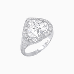 Load image into Gallery viewer, Vintage Inspired Heart Halo Ring with Textured Shank - Shahin Jewelry