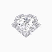 Vintage Inspired Heart Halo Ring with Textured Shank - Shahin Jewelry