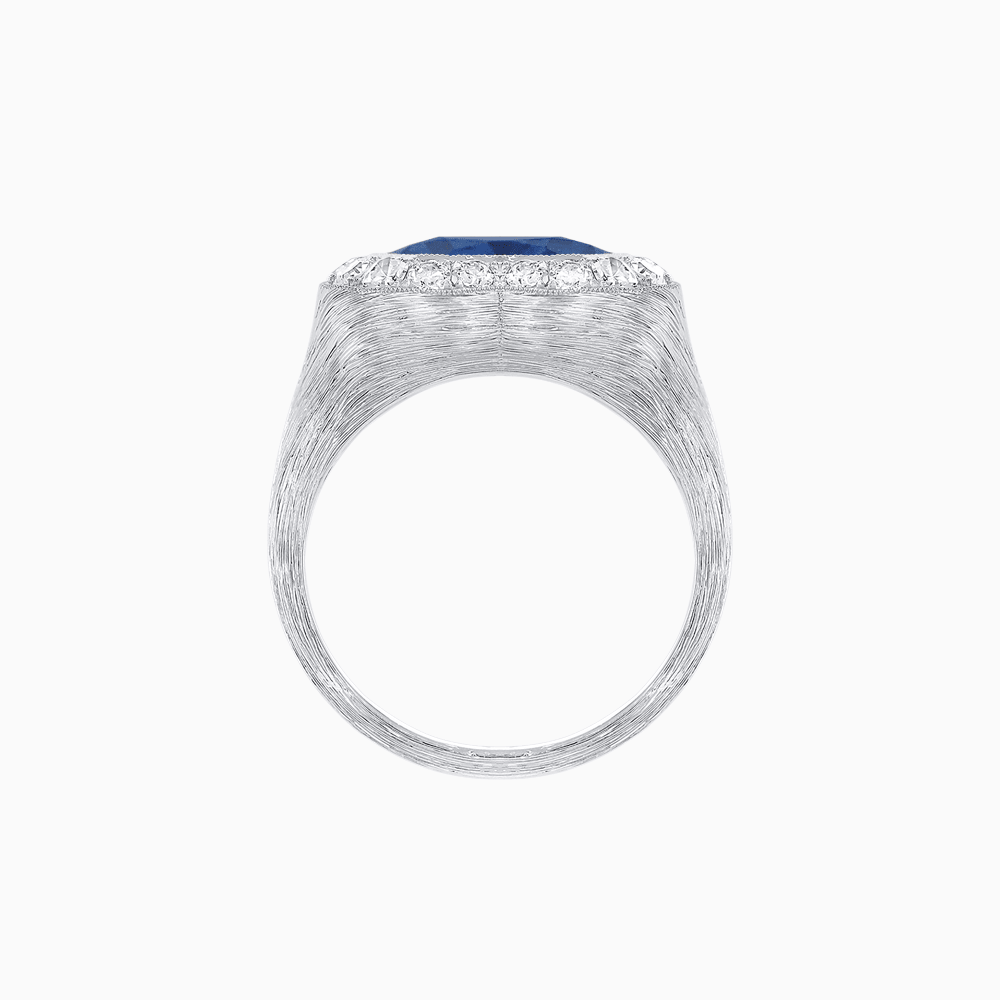 Vintage Inspired Heart Halo Ring with Textured Shank - Shahin Jewelry
