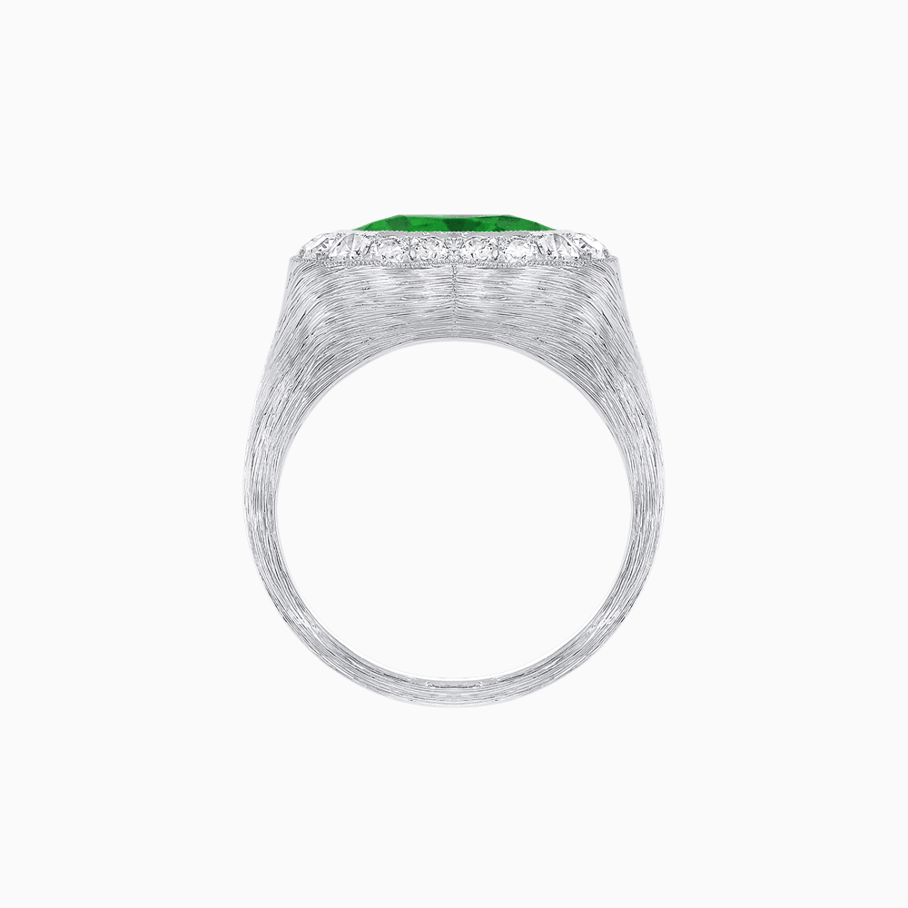 Vintage Inspired Heart Halo Ring with Textured Shank - Shahin Jewelry