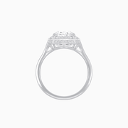 Vintage Inspired Heart Shape Halo Ring with Baguette Diamonds - Shahin Jewelry