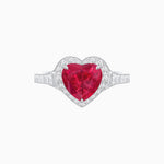 Load image into Gallery viewer, Vintage Inspired Heart Shape Halo Ring with Baguette Diamonds - Shahin Jewelry