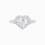 Load image into Gallery viewer, Vintage Inspired Heart Shape Halo Ring with Baguette Diamonds - Shahin Jewelry