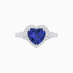 Load image into Gallery viewer, Vintage Inspired Heart Shape Halo Ring with Baguette Diamonds - Shahin Jewelry