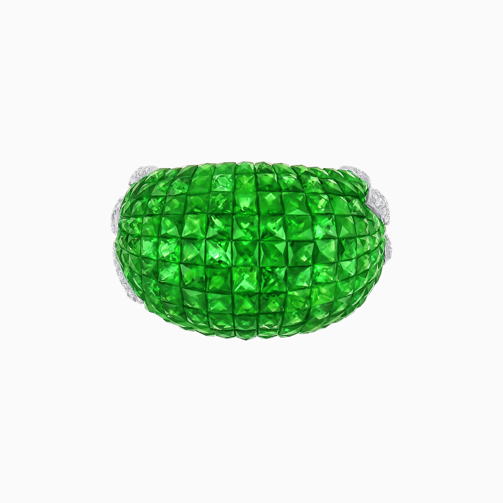 Vintage Inspired Invisible-Set Mosaic Dome Cocktail Ring - Shahin Jewelry