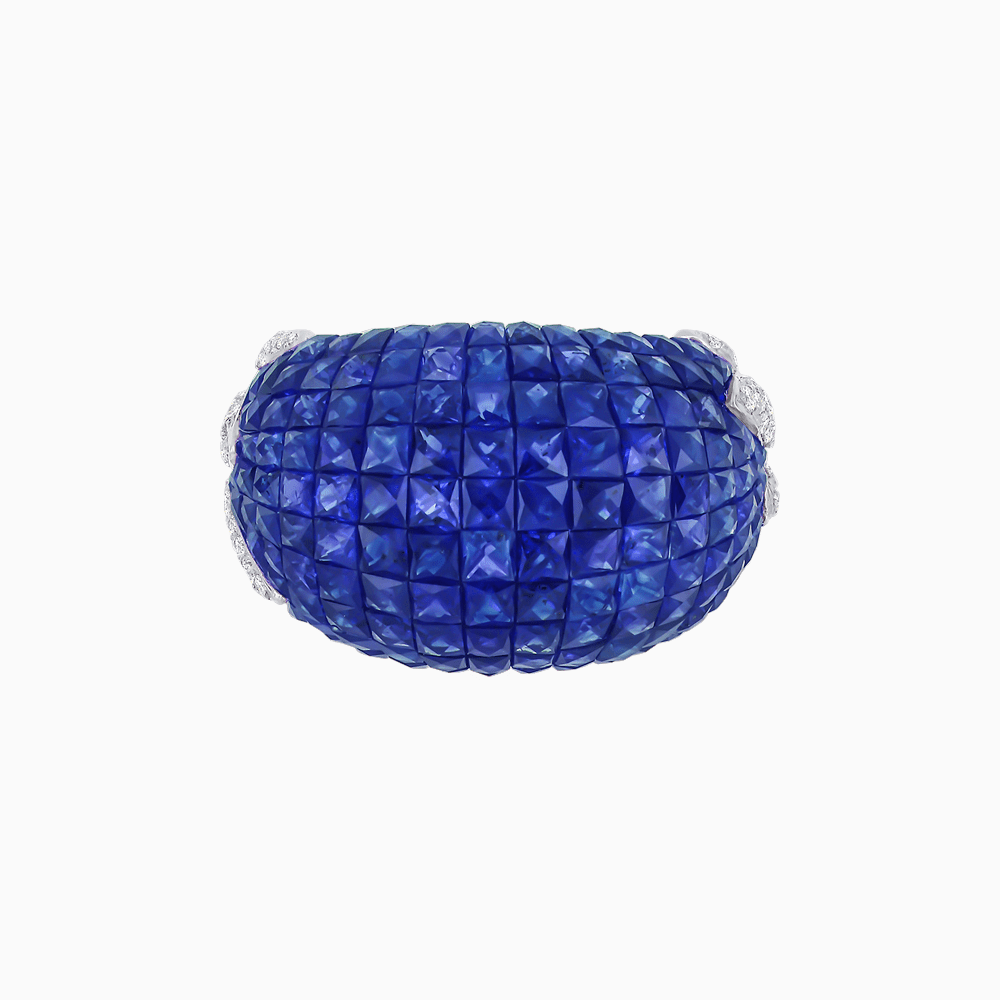Vintage Inspired Invisible-Set Mosaic Dome Cocktail Ring - Shahin Jewelry