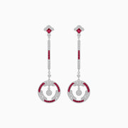 Vintage Inspired Linear Drop Earrings with Diamond - Shahin Jewelry