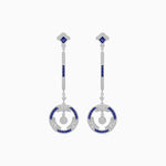 Load image into Gallery viewer, Vintage Inspired Linear Drop Earrings with Diamond - Shahin Jewelry
