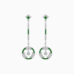 Load image into Gallery viewer, Vintage Inspired Linear Drop Earrings with Diamond - Shahin Jewelry
