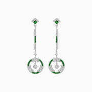 Vintage Inspired Linear Drop Earrings with Diamond - Shahin Jewelry