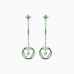 Load image into Gallery viewer, Vintage Inspired Linear Drop Earrings with Diamond - Shahin Jewelry
