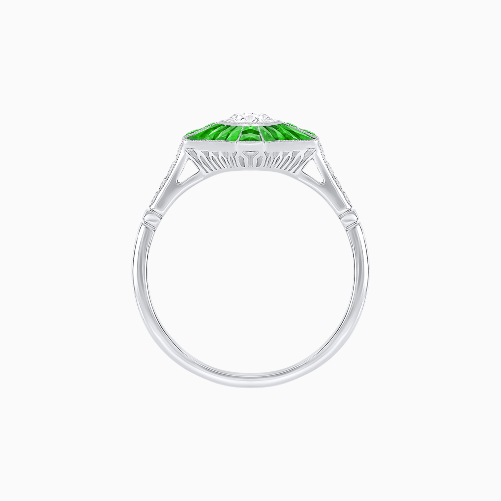 Vintage - Inspired Marquise Cut Ring Mounting with French - Cut Gemstone Accents - Shahin Jewelry