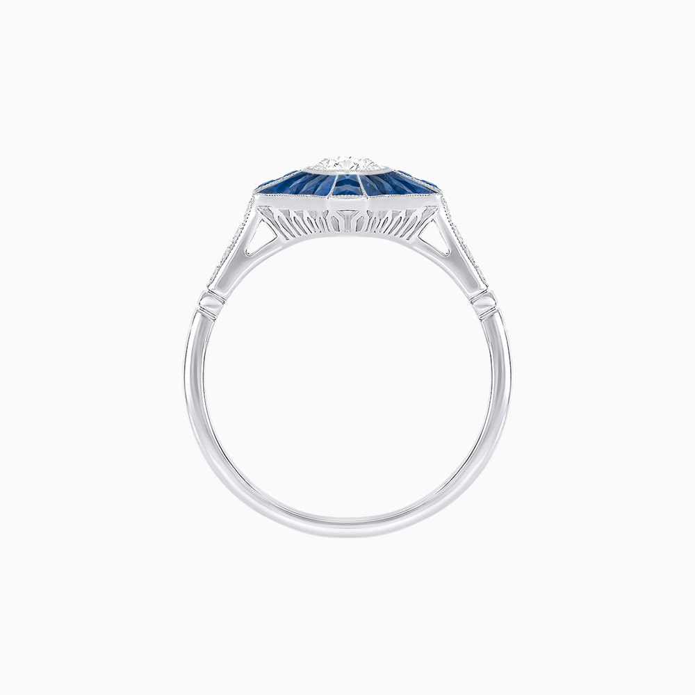 Vintage - Inspired Marquise Cut Ring Mounting with French - Cut Gemstone Accents - Shahin Jewelry