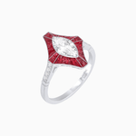 Load image into Gallery viewer, Vintage - Inspired Marquise Cut Ring Mounting with French - Cut Gemstone Accents - Shahin Jewelry