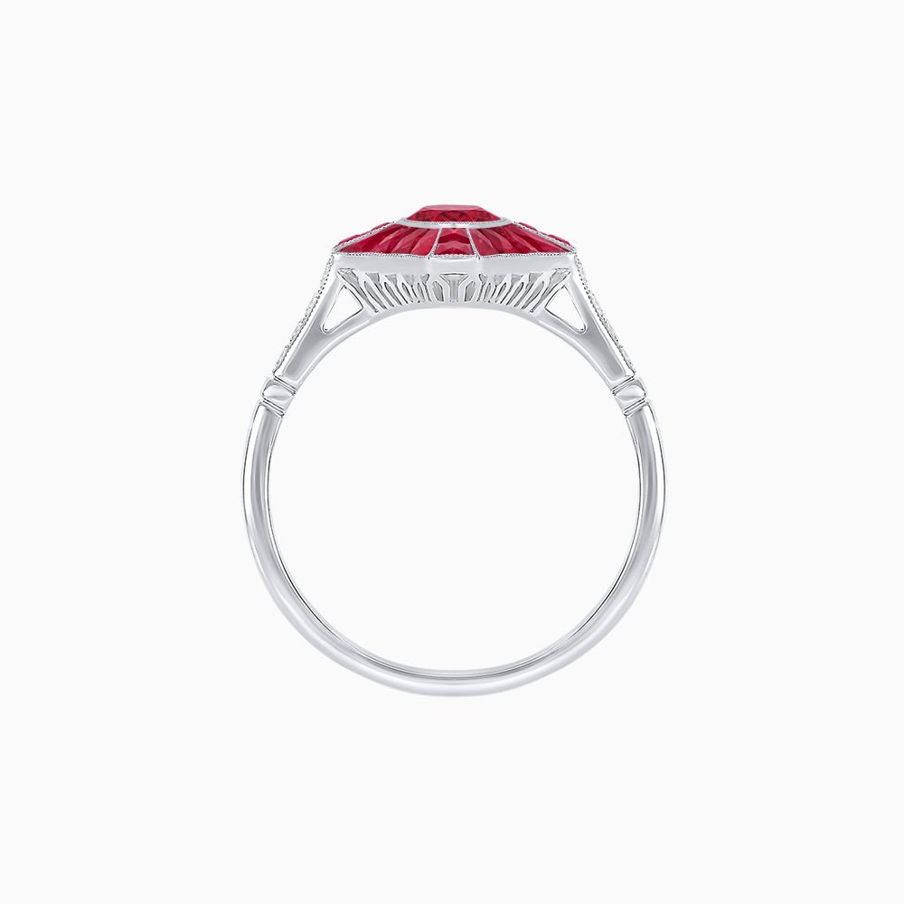 Vintage - Inspired Marquise Cut Ring Mounting with French - Cut Gemstone Accents - Shahin Jewelry