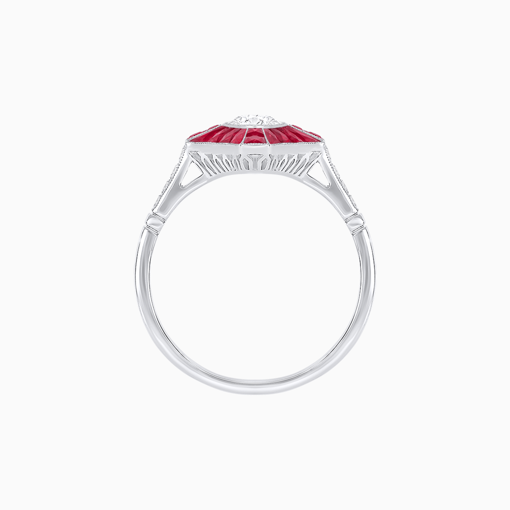 Vintage - Inspired Marquise Cut Ring Mounting with French - Cut Gemstone Accents - Shahin Jewelry