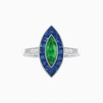 Load image into Gallery viewer, Vintage - Inspired Marquise Cut Ring Mounting with French - Cut Gemstone Halo - Shahin Jewelry