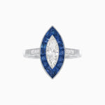 Load image into Gallery viewer, Vintage - Inspired Marquise Cut Ring Mounting with French - Cut Gemstone Halo - Shahin Jewelry