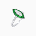 Load image into Gallery viewer, Vintage - Inspired Marquise Cut Ring Mounting with French - Cut Gemstone Halo - Shahin Jewelry