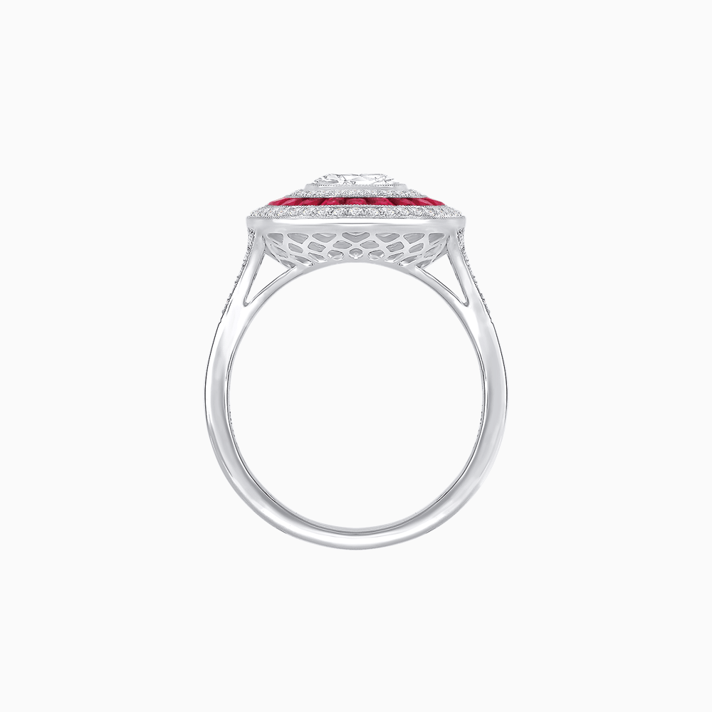 Vintage - Inspired Multi - Halo Gemstone Ring - Shahin Jewelry