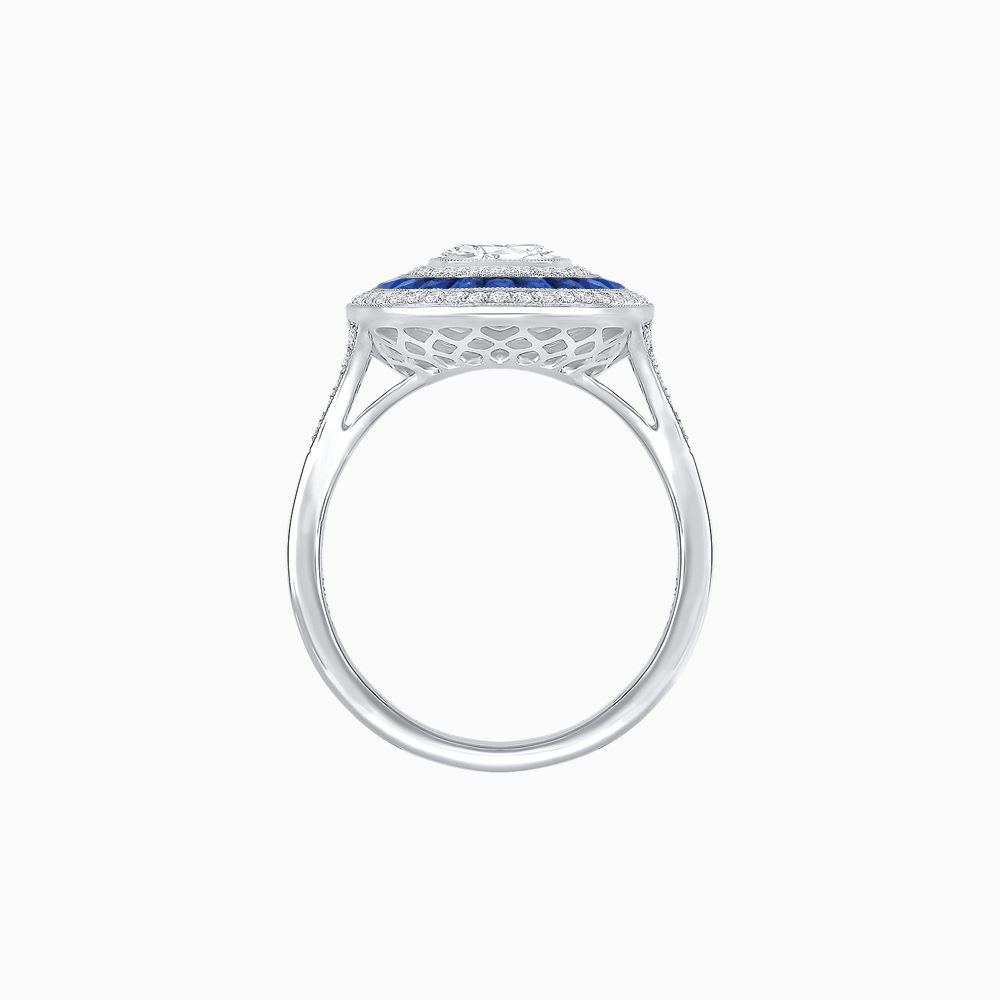 Vintage - Inspired Multi - Halo Gemstone Ring - Shahin Jewelry
