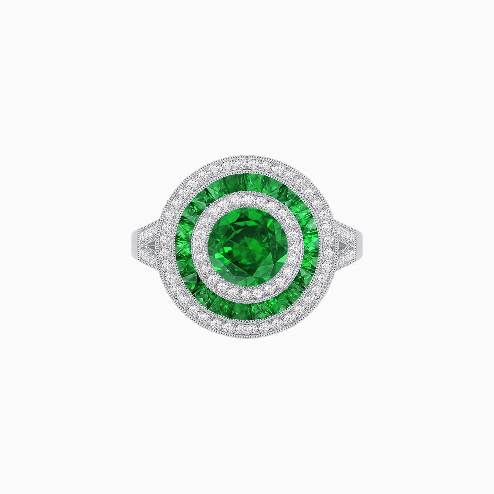 Vintage - Inspired Multi - Halo Gemstone Ring - Shahin Jewelry