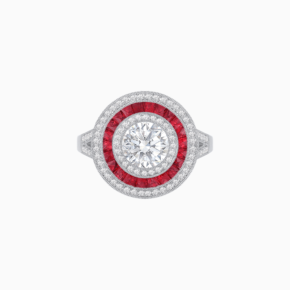 Vintage - Inspired Multi - Halo Gemstone Ring - Shahin Jewelry