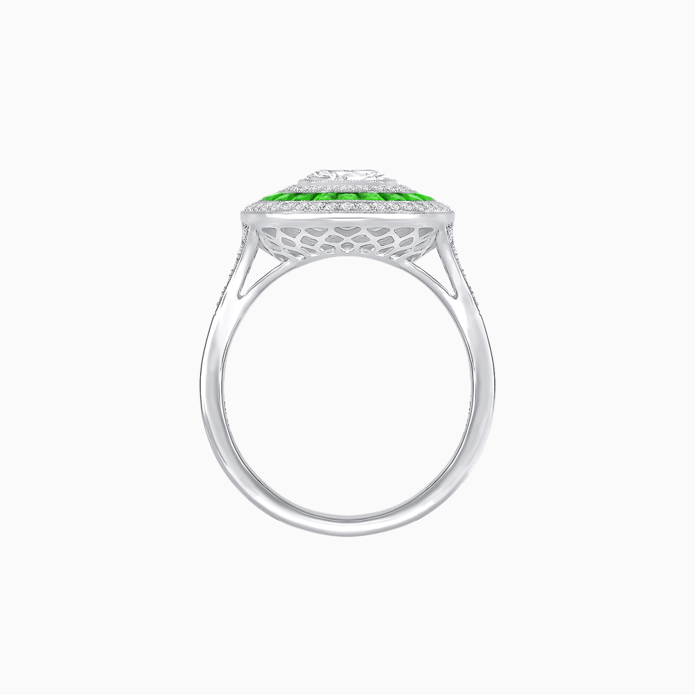 Vintage - Inspired Multi - Halo Gemstone Ring - Shahin Jewelry
