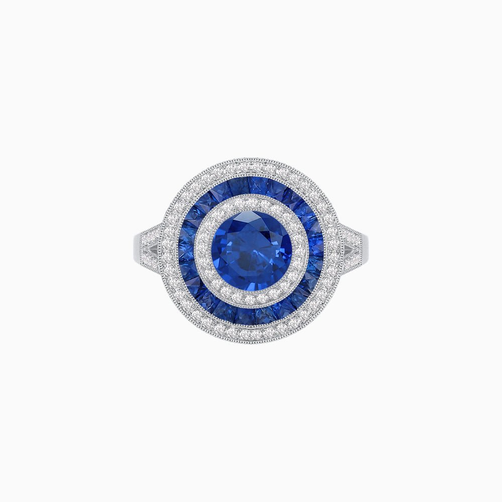 Vintage - Inspired Multi - Halo Gemstone Ring - Shahin Jewelry