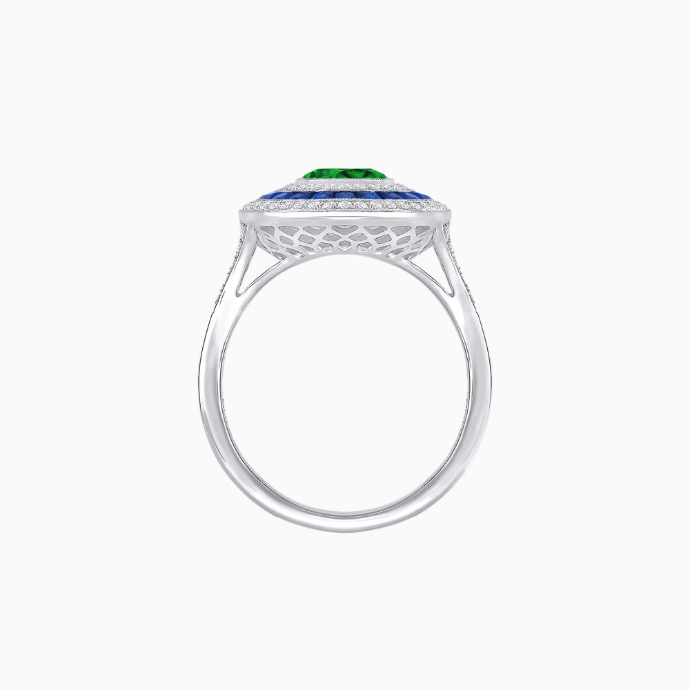 Vintage - Inspired Multi - Halo Gemstone Ring - Shahin Jewelry