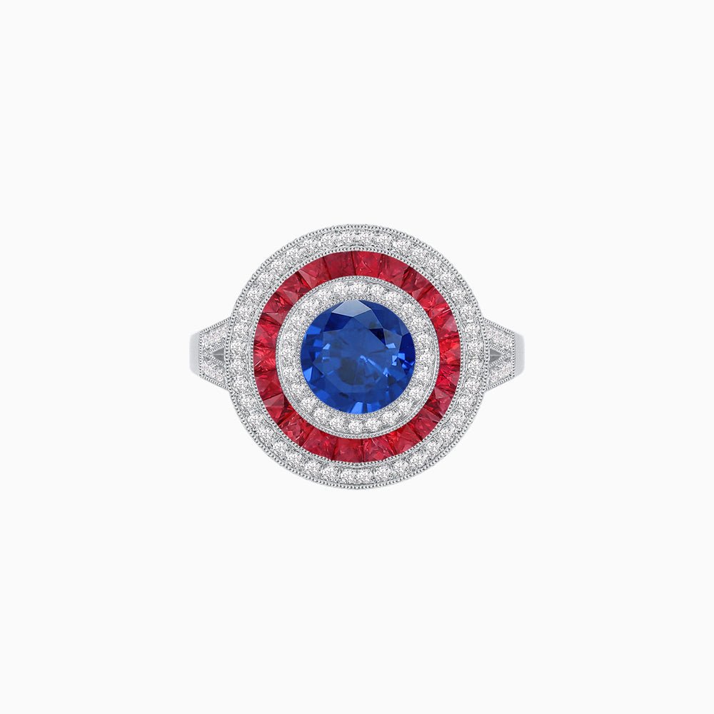 Vintage - Inspired Multi - Halo Gemstone Ring - Shahin Jewelry