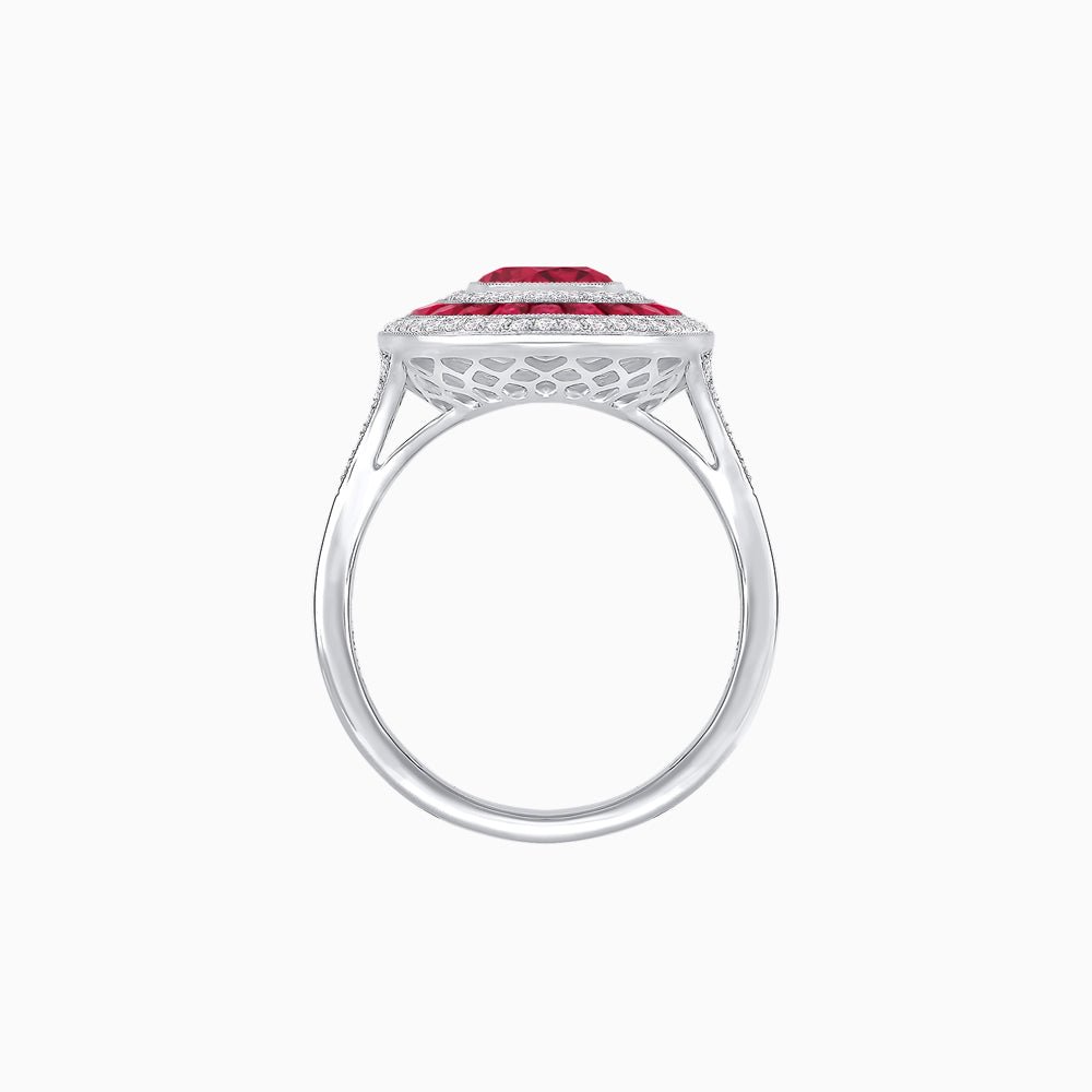 Vintage - Inspired Multi - Halo Gemstone Ring - Shahin Jewelry