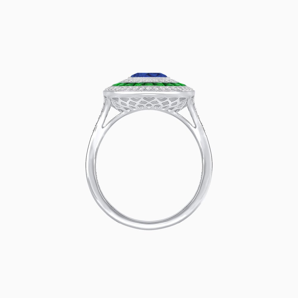 Vintage - Inspired Multi - Halo Gemstone Ring - Shahin Jewelry
