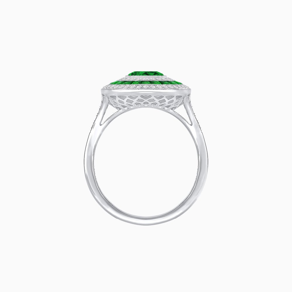 Vintage - Inspired Multi - Halo Gemstone Ring - Shahin Jewelry