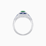 Load image into Gallery viewer, Vintage - Inspired Oval Center Mounting Ring with Intricate Gemstone Inlay - Shahin Jewelry

