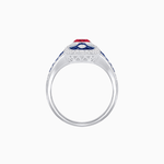 Load image into Gallery viewer, Vintage - Inspired Oval Center Mounting Ring with Intricate Gemstone Inlay - Shahin Jewelry
