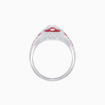 Load image into Gallery viewer, Vintage - Inspired Oval Center Mounting Ring with Intricate Gemstone Inlay - Shahin Jewelry

