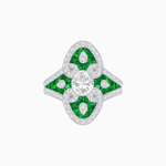 Load image into Gallery viewer, Vintage - Inspired Oval Center Mounting Ring with Intricate Gemstone Inlay - Shahin Jewelry
