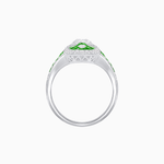 Load image into Gallery viewer, Vintage - Inspired Oval Center Mounting Ring with Intricate Gemstone Inlay - Shahin Jewelry
