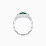 Load image into Gallery viewer, Vintage - Inspired Oval Center Mounting Ring with Intricate Gemstone Inlay - Shahin Jewelry
