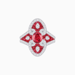 Load image into Gallery viewer, Vintage - Inspired Oval Center Mounting Ring with Intricate Gemstone Inlay - Shahin Jewelry
