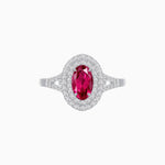 Load image into Gallery viewer, Vintage Inspired Oval Cut Double Halo Engagement Ring - Shahin Jewelry