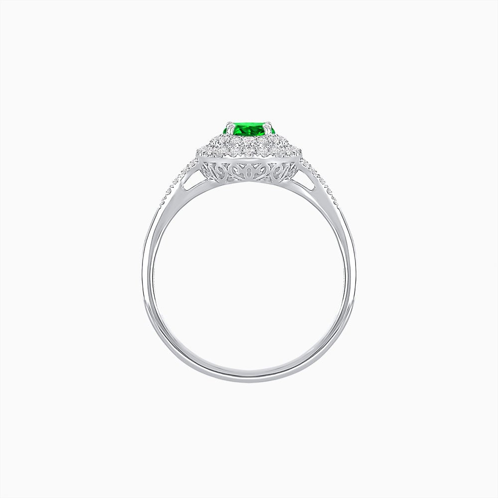 Vintage Inspired Oval Cut Double Halo Engagement Ring - Shahin Jewelry